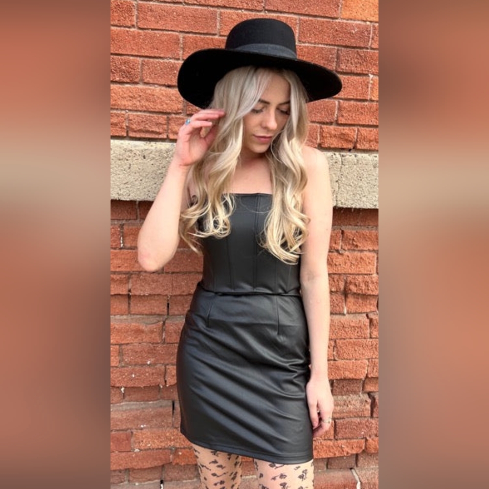 NWT RD Style Cora Vegan Leather Bustier Dress